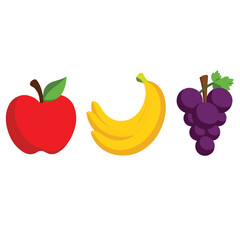 Assorted fruits display in vibrant colors on white background, freshness