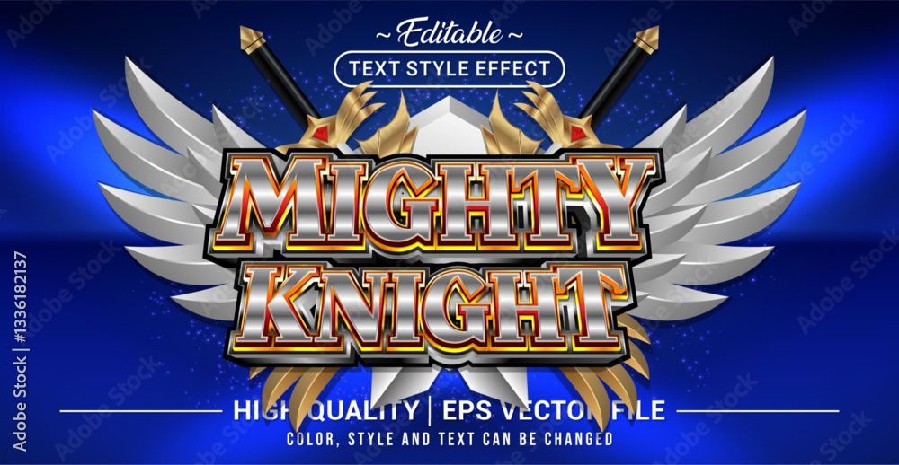 Poster Editable text style effect - Mighty Knight text style theme. Vector text style illustration template.