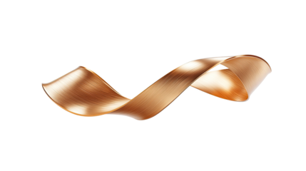 Golden ribbon curl, isolated on transparent background