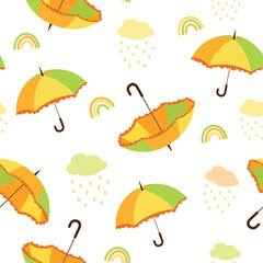 kids seamless pattern, umbrella , rain, cloud pattern, baby, child, children, fabric, textile, paper