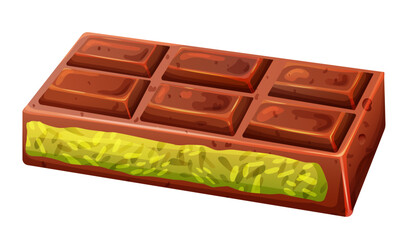 Milk dubai chocolate with pistachio kunafa. Trendy exotic candy