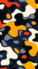 Colorful abstract shapes layered to create a modern, fluid pattern.