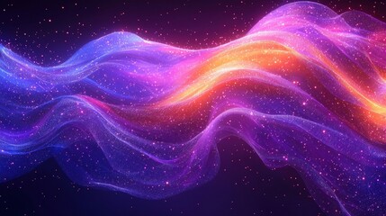 Vibrant Abstract Wave with Colorful Light and Stars in Cosmic Background