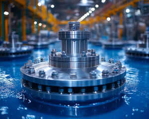 High quality industrial valve with metallic finish in factory setting