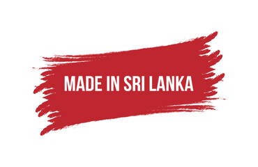 Brush style made in Sri Lanka red banner design isolated on white background.