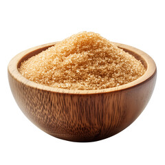 Brown Sugar in a Wooden Bowl on Transparent Background