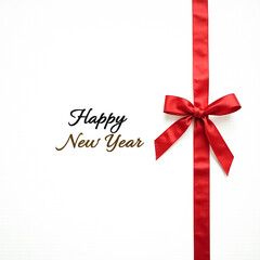 classic red ribbon bow on white background