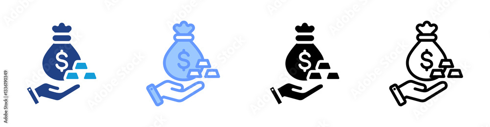 Poster Wealth icon set multiple style collection