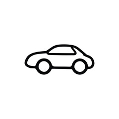Car icons vector Minimalist Car Outline Vector: Black Side View of Compact Vehicle in Clean Line Art Design