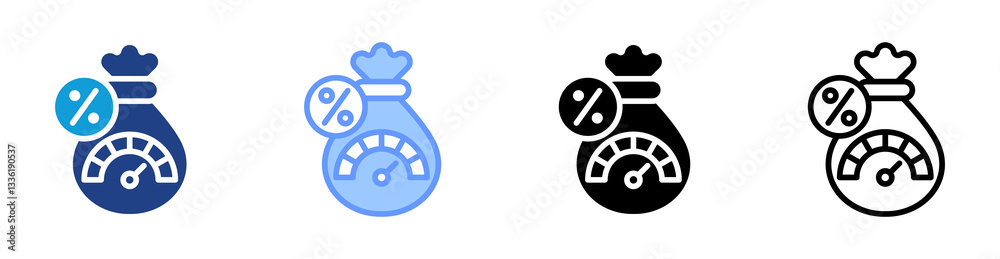 Poster credit score icon set multiple style collection