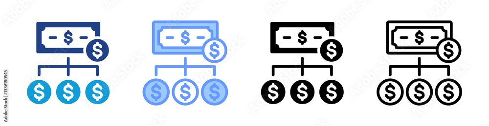 Poster Diversification icon set multiple style collection