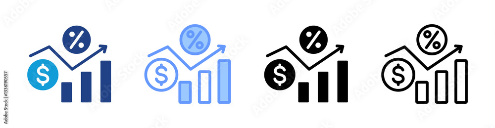 Poster interest rate icon set multiple style collection