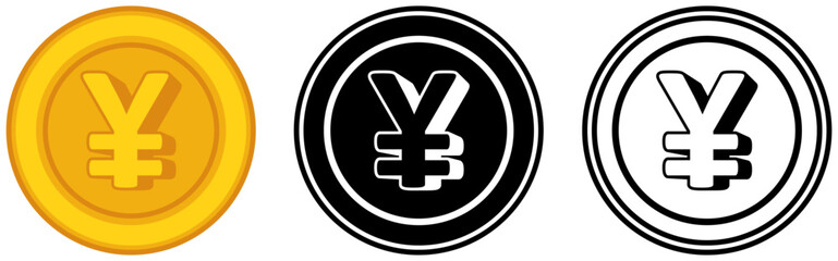 Set vector yen coins icon. japanese currency symbol template design illustration