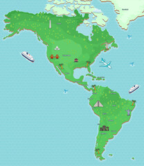 Editable America map vector assets with detailed outlines, customizable colors, and scalable formats. Perfect for infographics, presentations, print, and digital design projects.