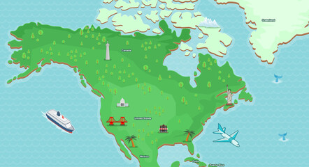 Editable North America map vector assets with detailed outlines, customizable colors, and scalable formats. Perfect for infographics, presentations, print, and digital design projects.