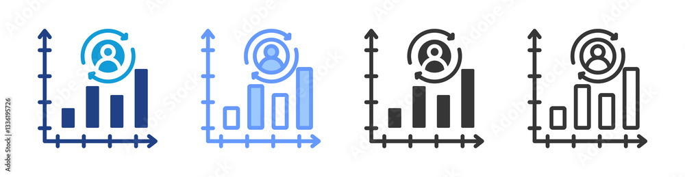 Poster Retention Rate icon set multiple style collection