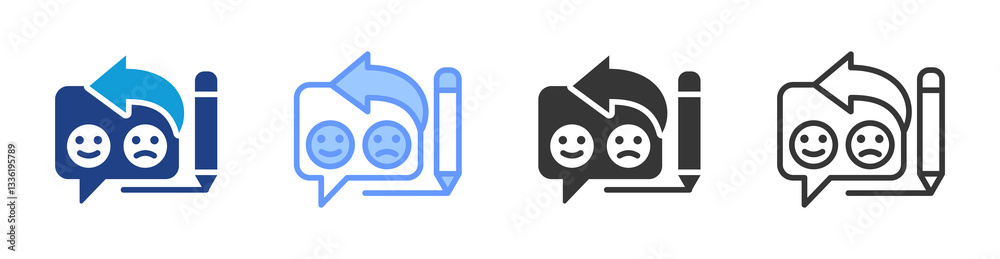 Poster Feedback icon set multiple style collection
