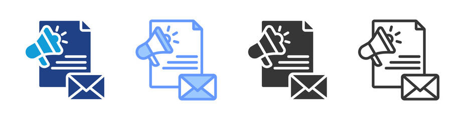 Email Marketing icon set multiple style collection