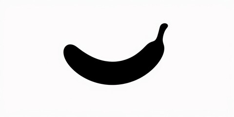 Simple, clean silhouette of a banana, curved shape, monochrome vector illustration, white, single