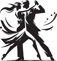 Dancing Couple bold line art silhouette design vector.