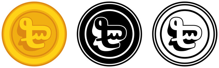 Set vector Mark coins icon. Germany currency symbol template design illustration