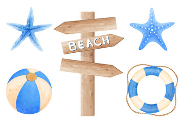 Summer Beach Holidays. Set of Vector Illustrations