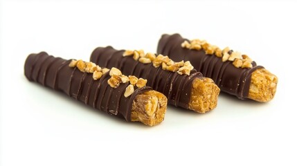 Chocolate cream rolls with cream of milk isolated on white background