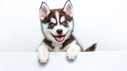 Cute husky puppy dog , isolated on white background