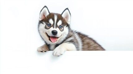 Cute husky puppy dog , isolated on white background