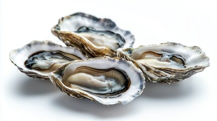 Fresh oysters on white background, seafood delicacy