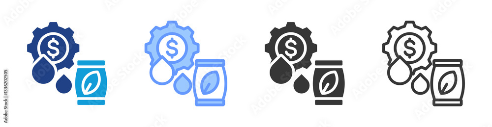 Aufkleber commodities icon set multiple style collection