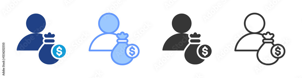 Poster private equity icon set multiple style collection