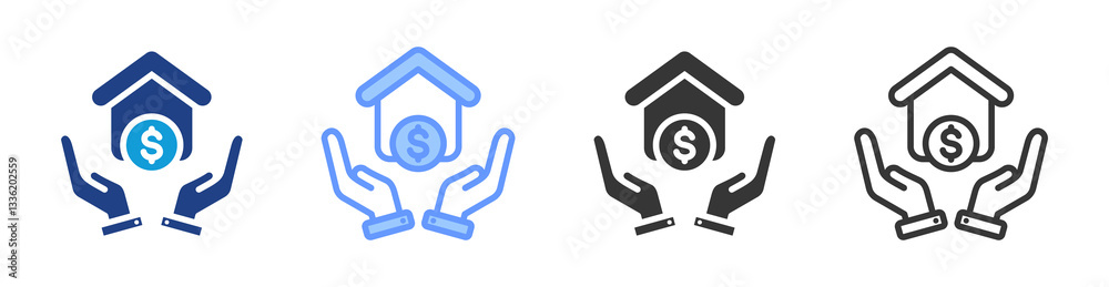Poster real estate icon set multiple style collection