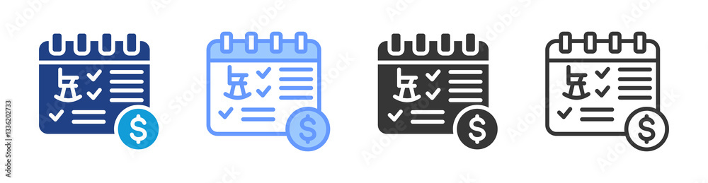 Poster retirement planning icon set multiple style collection