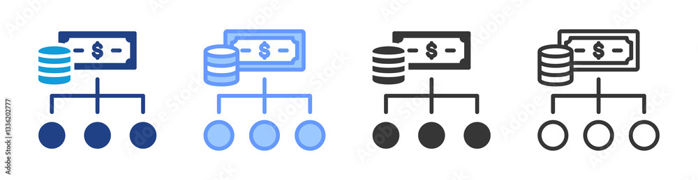 Aufkleber Diversification icon set multiple style collection