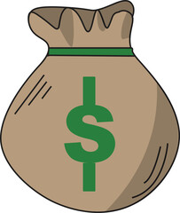 The Illustration of Cartoon Money Bag