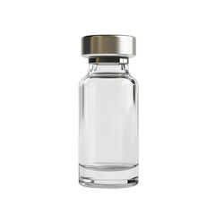 3D Rendering of a Glass Vial with a Metal Cap on Transparent Background