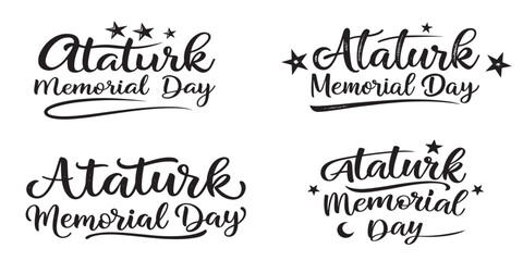 Ataturk Memorial Day brush Calligraphy balck silhouette design