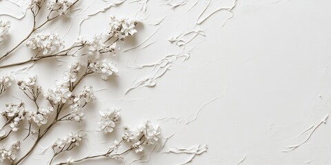 Delicate Elegance: Dried flowers in a soft, muted palette, gently cascading across a textured surface, evoking a sense of timeless beauty and understated sophistication.