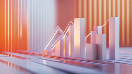 Futuristic 3D Visualization of Business Growth and Data Analysis