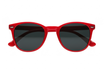 A red-framed sunglass with black lens isolate on transparent background