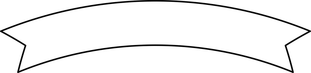 Black Outline Ribbon Banner and Label - Flat Design Illustration