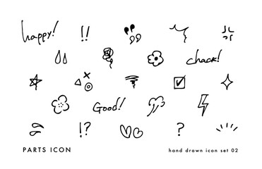 表情や装飾に使えるあしらい。シンプルでかわいい手書きのベクターイラスト素材。