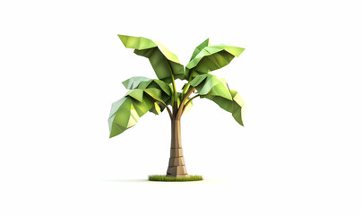 Banana tree low poly nature background with abstract polygonal digital design