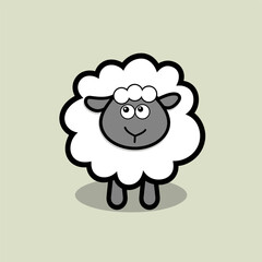 Simple Sheep Cartoon with Happy Face