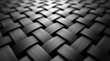 Close-Up View of Black Woven Texture with Smooth Finish Ideal for Backgrounds or Textiles