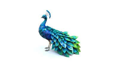 Peacock low poly bird background with abstract polygonal digital design