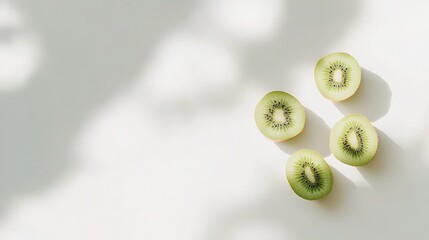 Fresh Kiwi Halves in Minimalist Composition, Showcasing Natural Beauty and Simplicity
