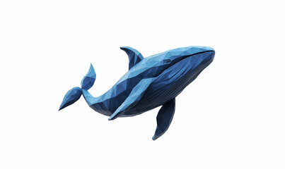 Fototapeta premium Whale low poly ocean background with abstract polygonal digital design
