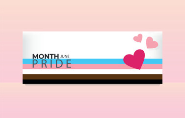 LGBT Pride Banner with Rainbow and Hearts. Love and Equality Concept Editable image.